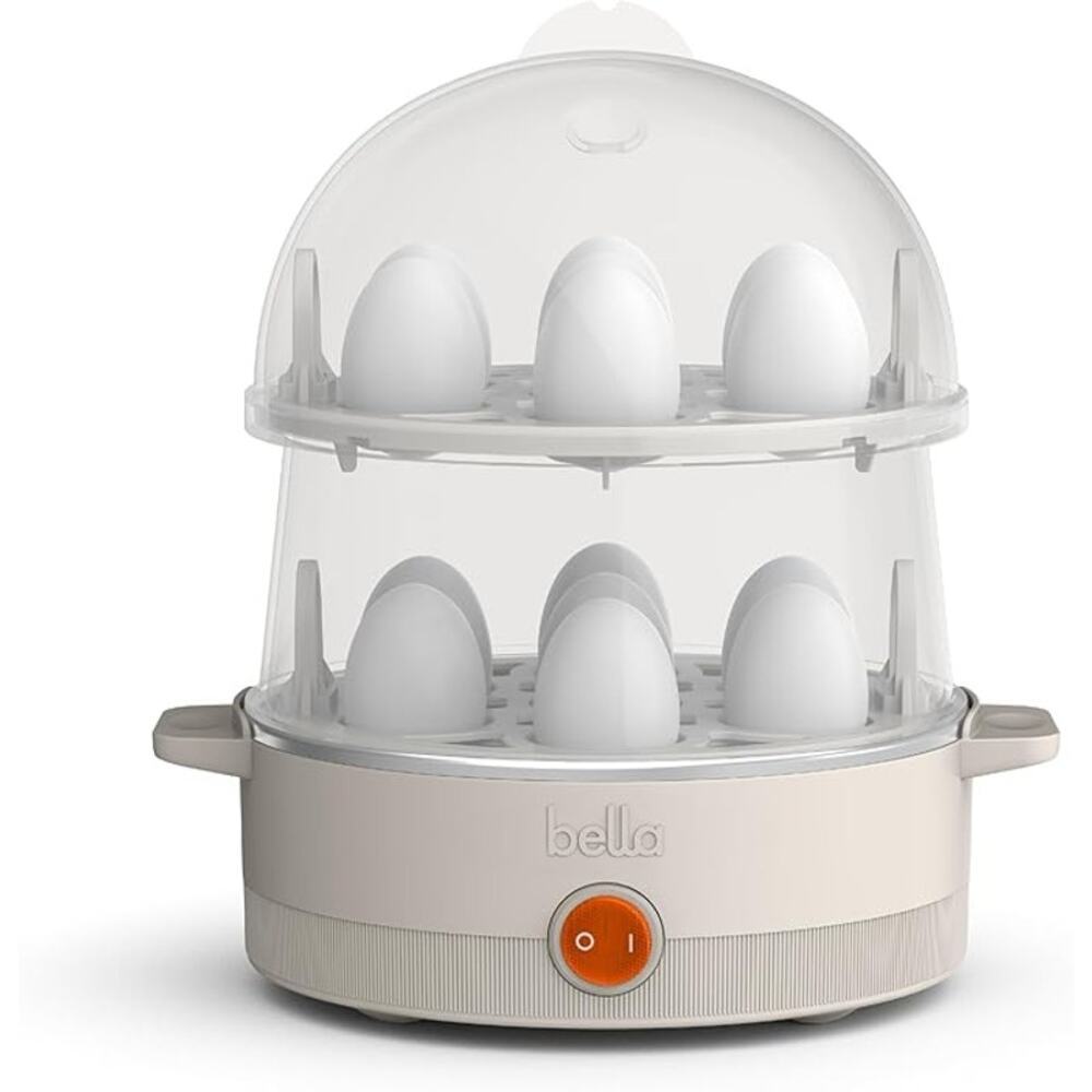 Bella Electric Egg Cooker Oatmilk 14 Egg Capacity Double Stack Auto Shutoff